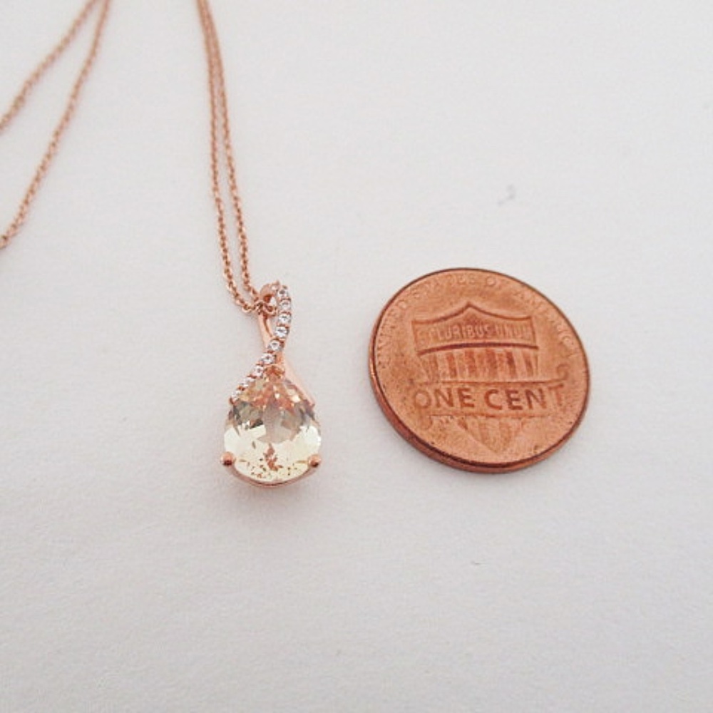 Macy's Rose Gold Pear Shaped Stone Pendant - Sterling Silver - Picture 9 of 9